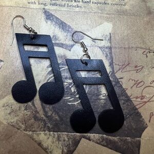 Black Musical Note Earrings